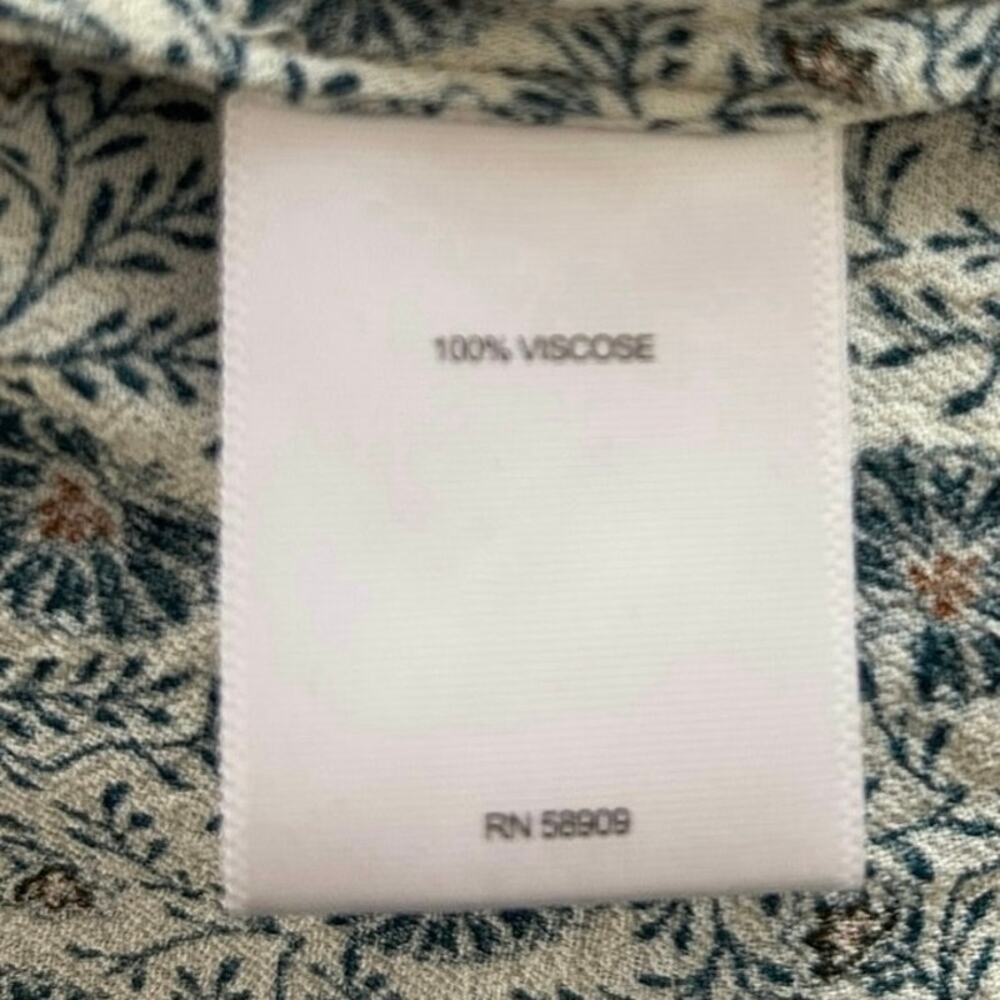 A Loves A Floral Peasant Blouse Medium Blue Boho Smocked Long Sleeve Viscose Top - Picture 8 of 9